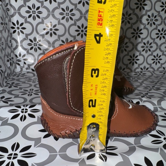 Meylan Baby unisex brown and tan leather western cowboy boots 6-9 months - Picture 12 of 15